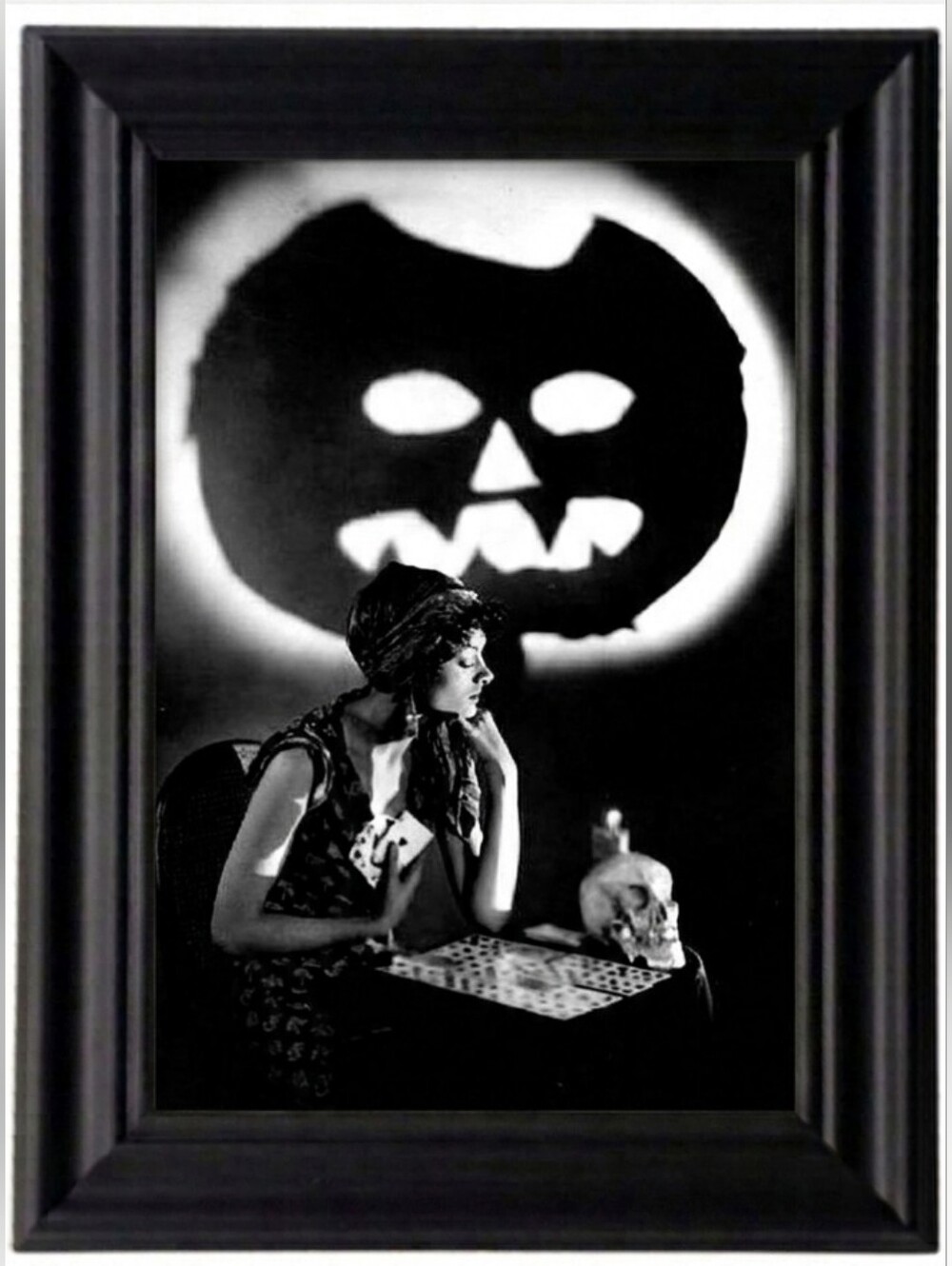 Paranormal Seance Ghost Halloween Fall Pumpkin Woman Framed photo print Art Deco